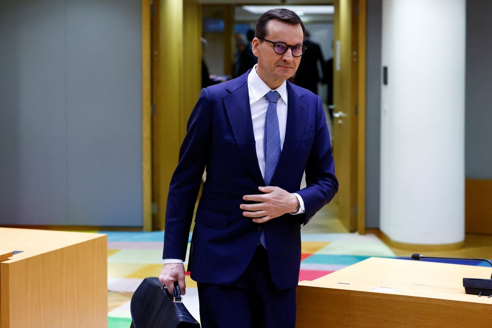 Le premier ministre polonais mateusz morawiecki assiste a un sommet des dirigeants de l'union europeenne a bruxelles