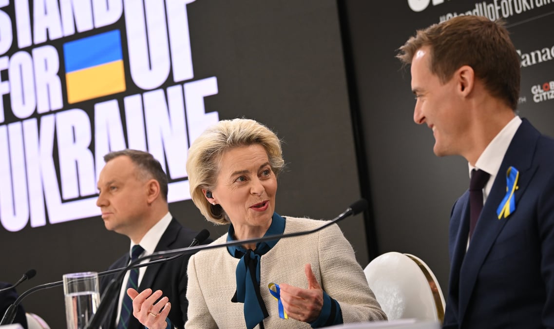 Ursula von der Leyen lors de la conférence Stand up for Ukraine.