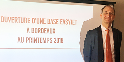 Pascal Personne, président du directoire de l'aéroport de Bordeaux Mérignac et François Bacchetta, directeur général France d'easyJet