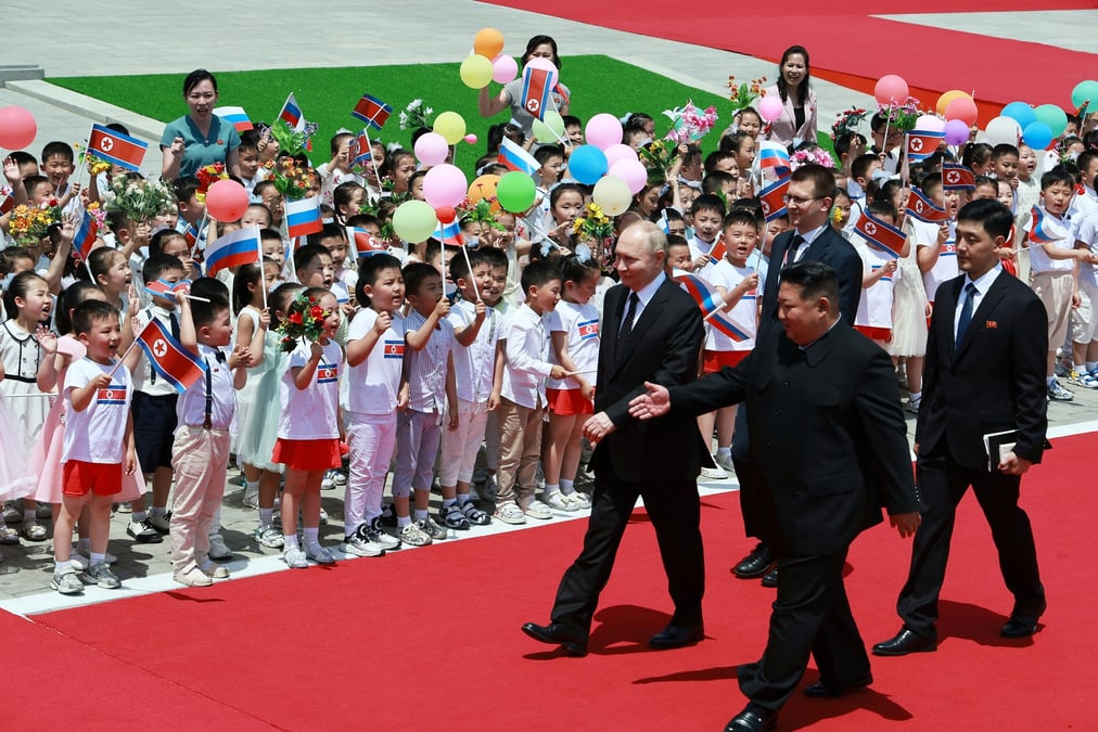 Le president russe vladimir poutine en visite en coree du nord