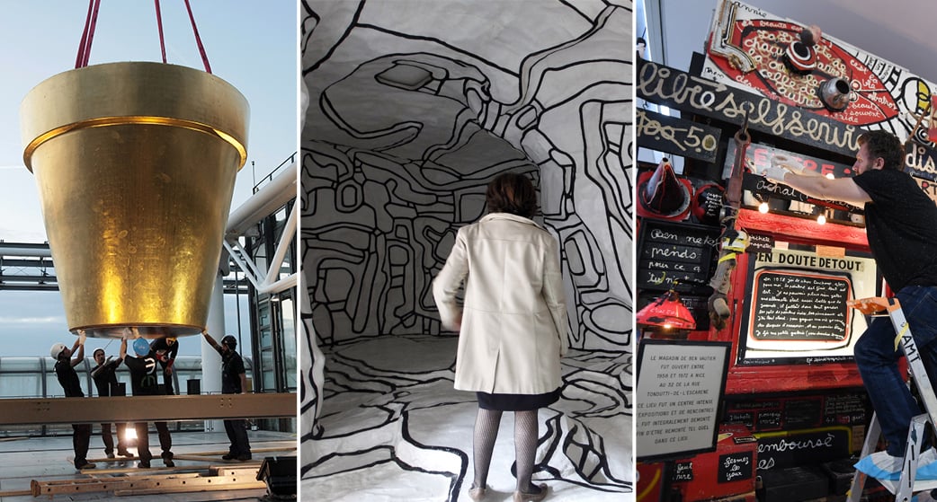 Le démontage du « Pot doré » de Jean-Pierre Raynaud (1985) et du « Jardin d’hiver », de Jean Dubuffet (1968-1970), ainsi que celui du « Magasin de Ben », installé au musée en 1977
par l’artiste lui-même, imposent un déplacement complexe.