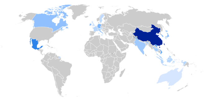 La carte des excédents commerciaux avec les Etats-Unis en 2024.