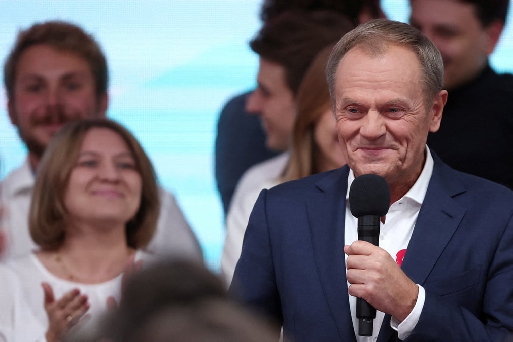 Photo du chef de file de la coalition civique (ko) donald tusk