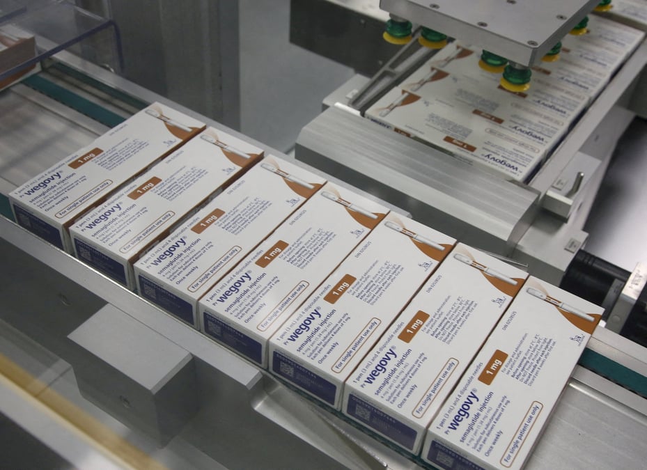 Une ligne de conditionnement dans l'usine de novo nordisk a hillerod, au danemark