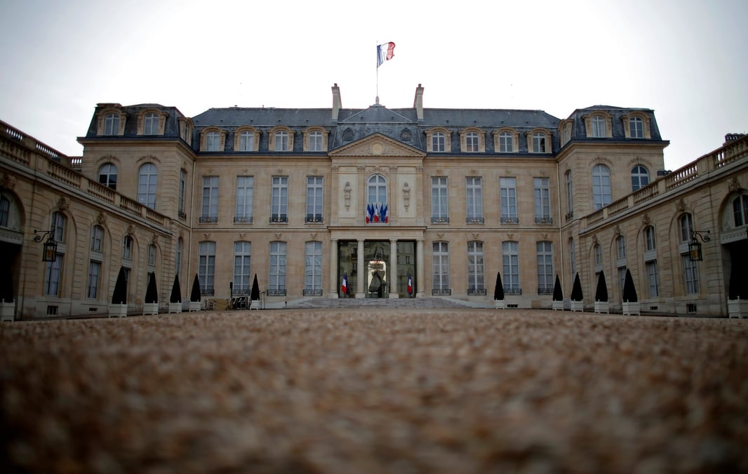 General view of the courtyard of the elysee palace in paris