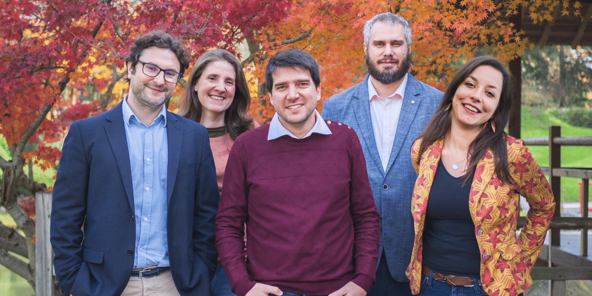 L'équipe d'Atchik avec de gauche à droite : Steve Bonet (directeur communication et marketing), Luce Desblancs (responsable opérationnelle), Brice Le Louvetel (DGA), Benjamin Pitorre (CTO) et Amandine Deschamps, (responsable administrative et RH).