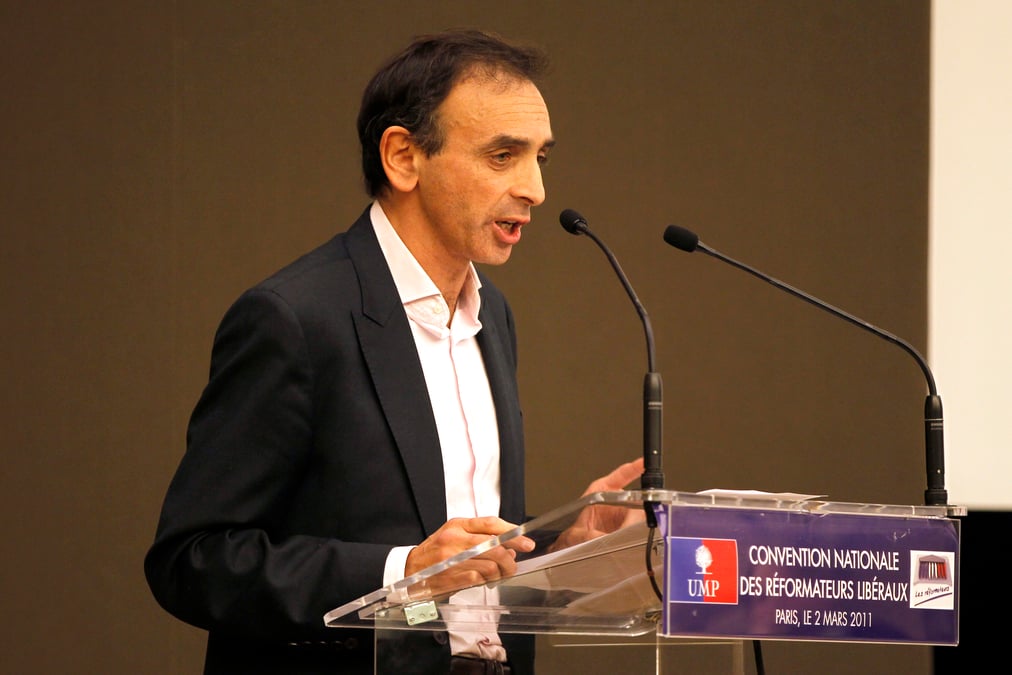 French journalist eric zemmour delivers a speech at a ump political party's conference at the national assembly in paris