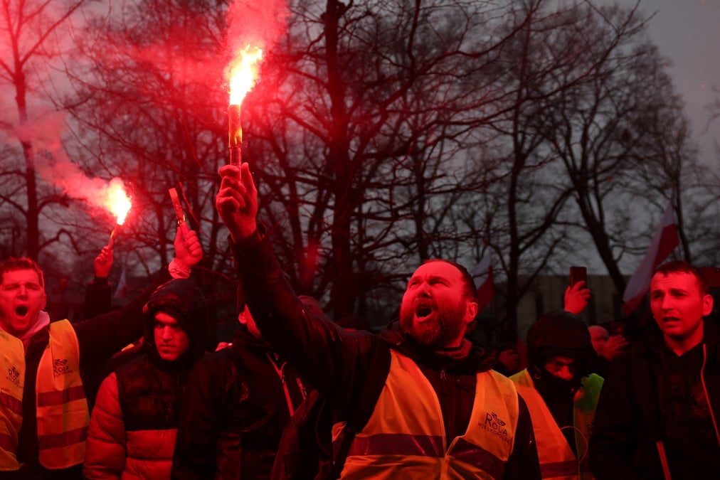 Les agriculteurs polonais manifestent a poznan