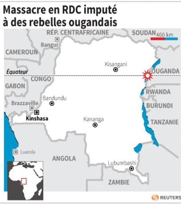 Un massacre imputé à des rebelles ougandais dans l'est de la RDC