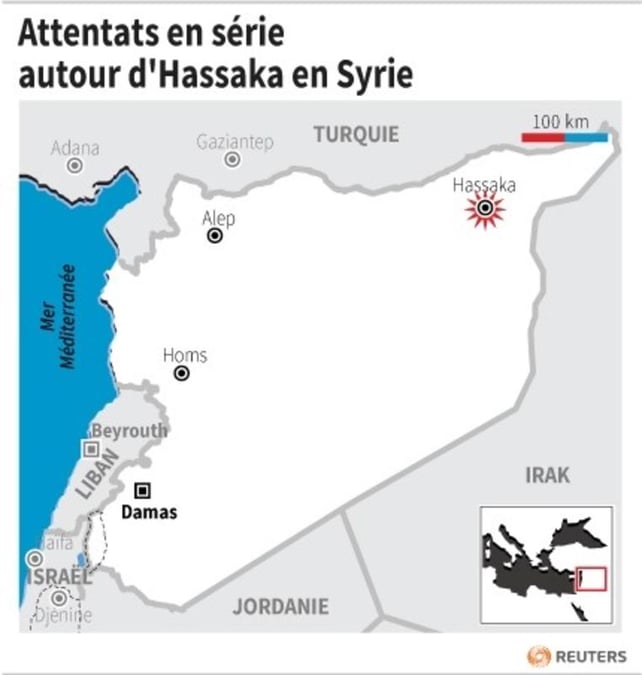 Attentats en serie autour d'hassaka en syrie