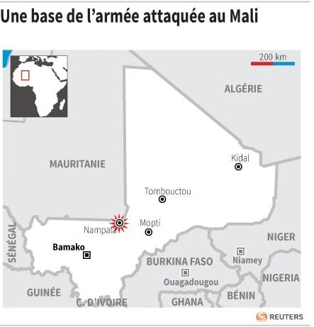 Attaque meurtriere d'une base de l'armee au mali