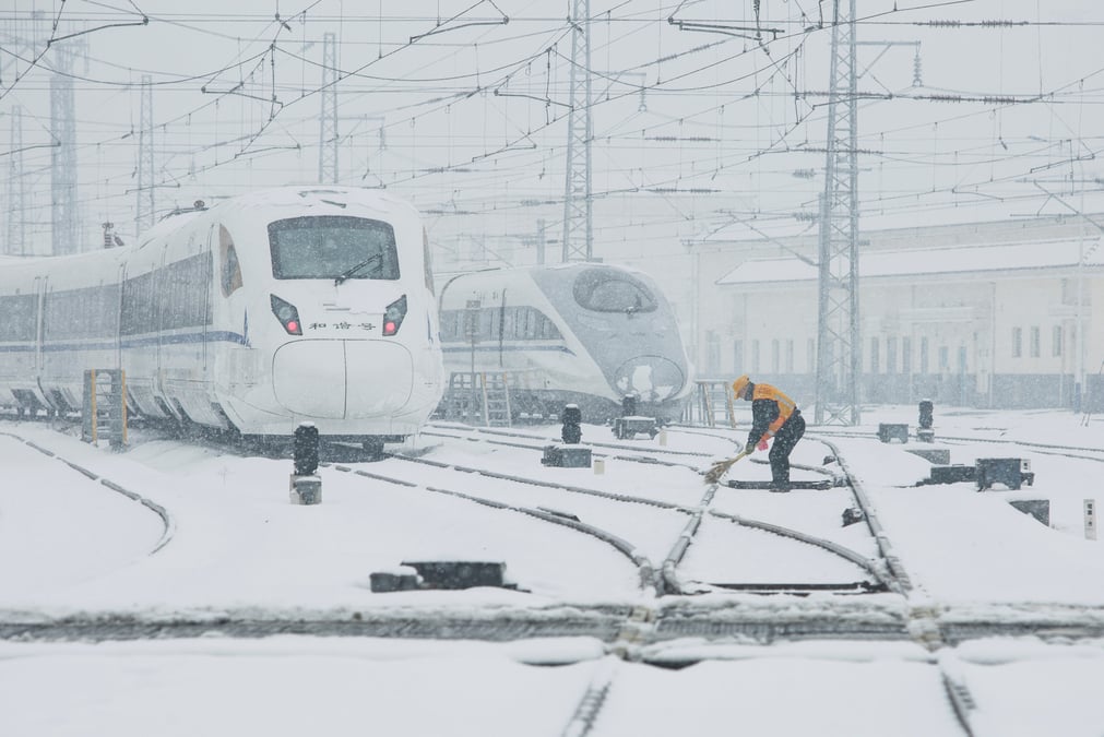 Les transports perturbes en chine par de fortes chutes de neige