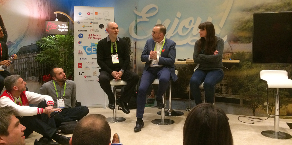 Olivier Ezratty, Jérôme Leleu, Fanny Bouton au CES 2019