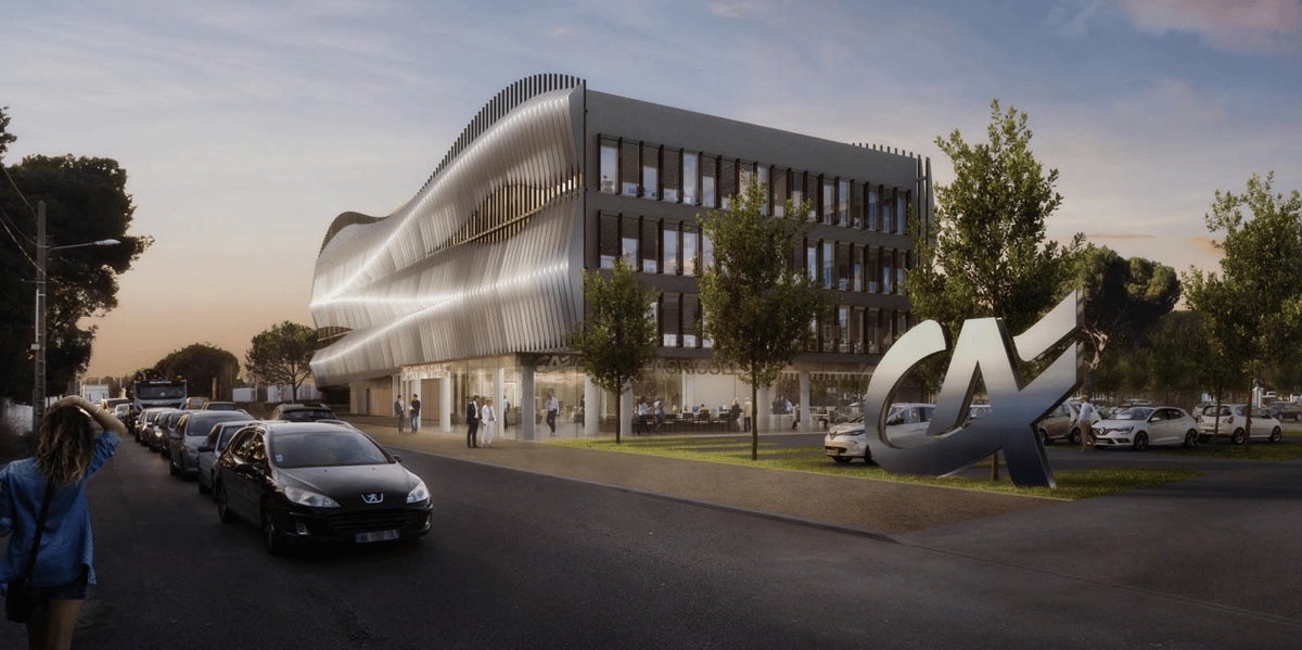 Visuel d'architecte du futur site administratif de CAL à Nîmes