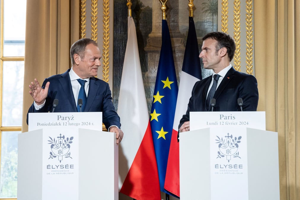 Donald Tusk et Emmanuel Macron lords d'une précédente rencontre à Paris (photo d'archives).