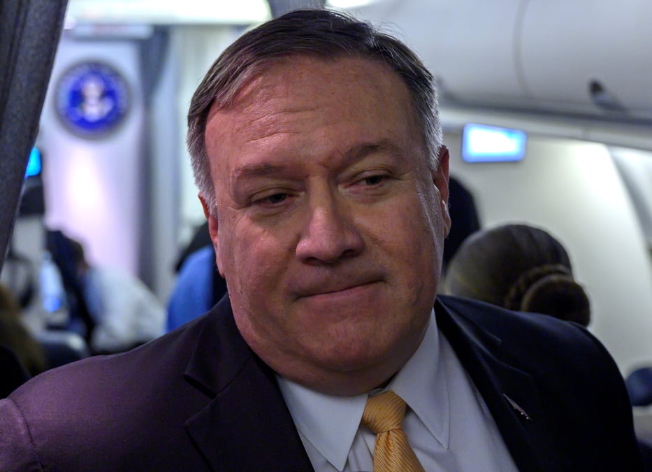Le secretaire d'etat americain mike pompeo a bagdad