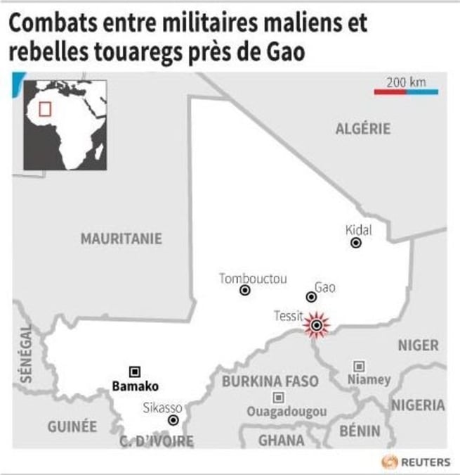 Combats entre militaires maliens et rebelles touaregs pres de gao