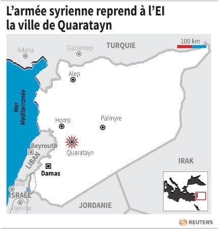L’armee syrienne reprend a l’ei la ville de quaratayn