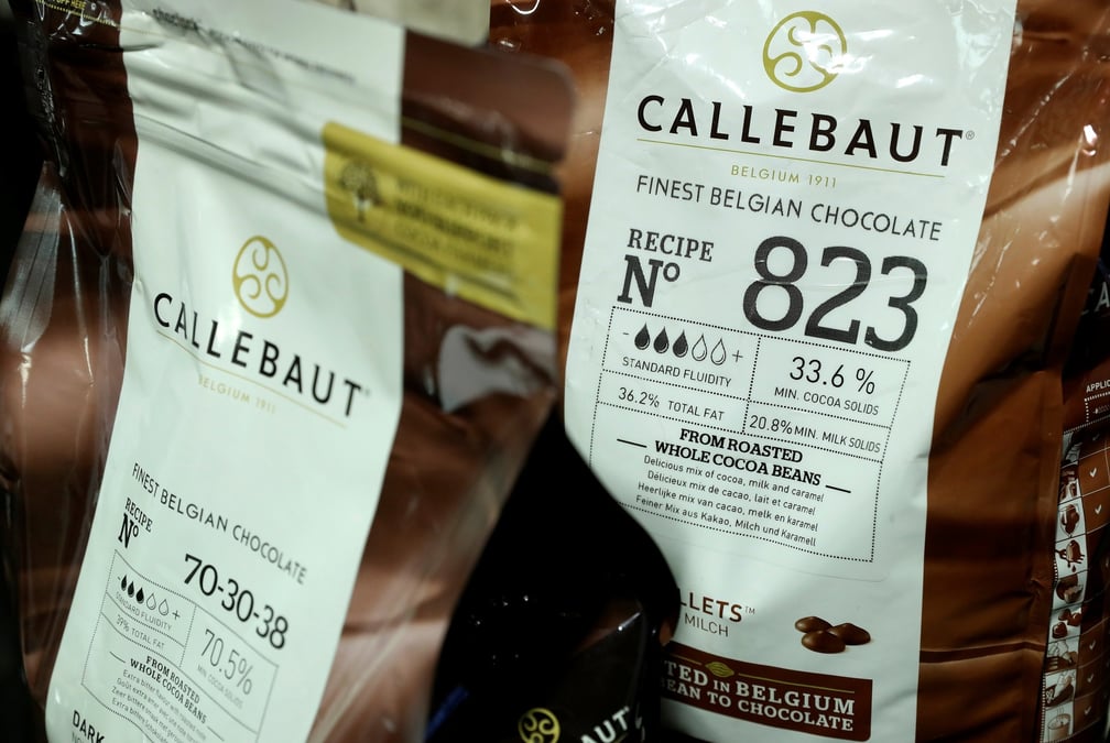 Des produits barry callebaut lors de la conference de presse annuelle de l'entreprise a zurich