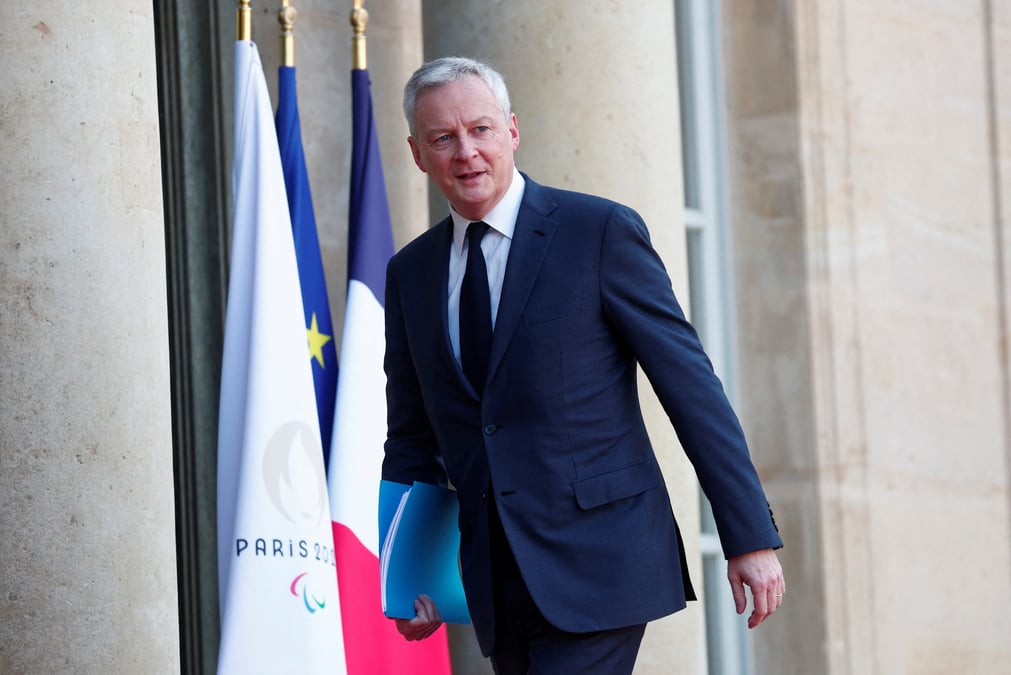 Le ministre de l'economie et des finances bruno le maire au palais de l'elysee a paris
