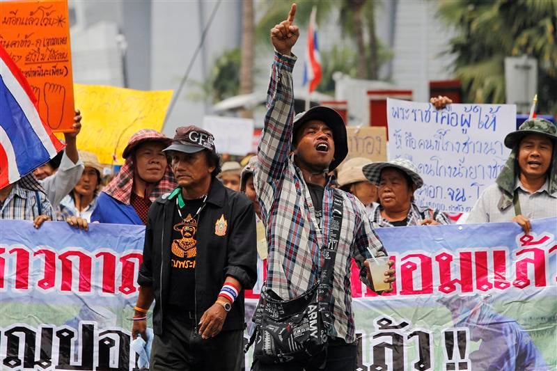 Des riziculteurs manifestent contre le gouvernement en Thaïlande