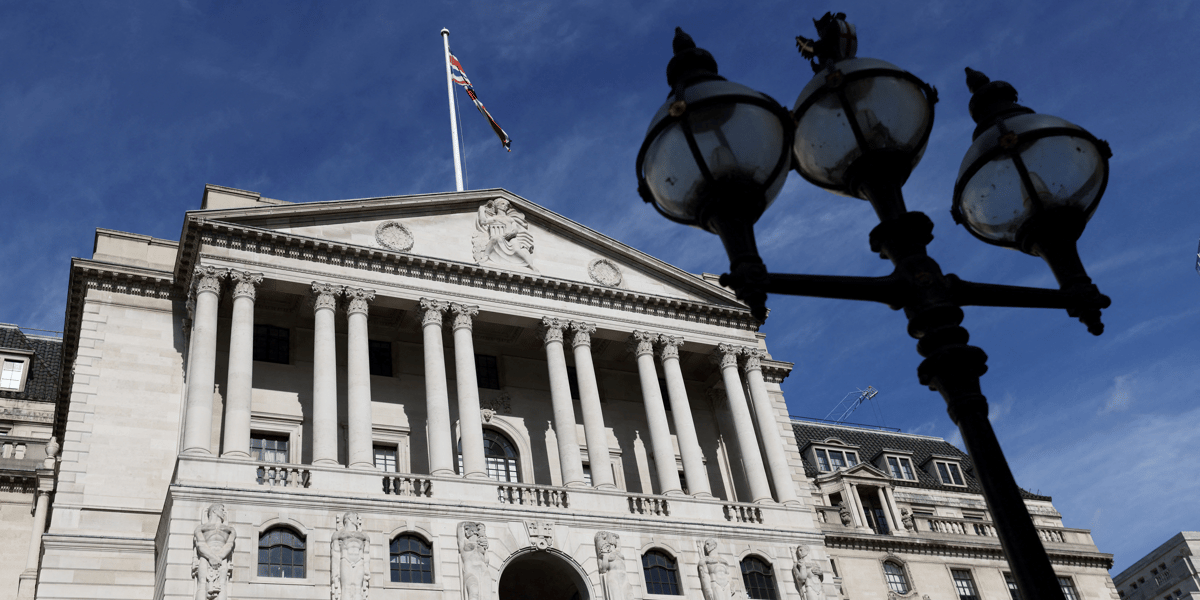 Vue generale de la banque d'angleterre a londres, en grande-bretagne