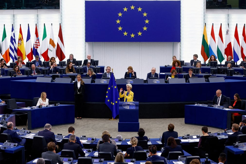 Photo d'archives du parlement europeen en session, a strasbourg