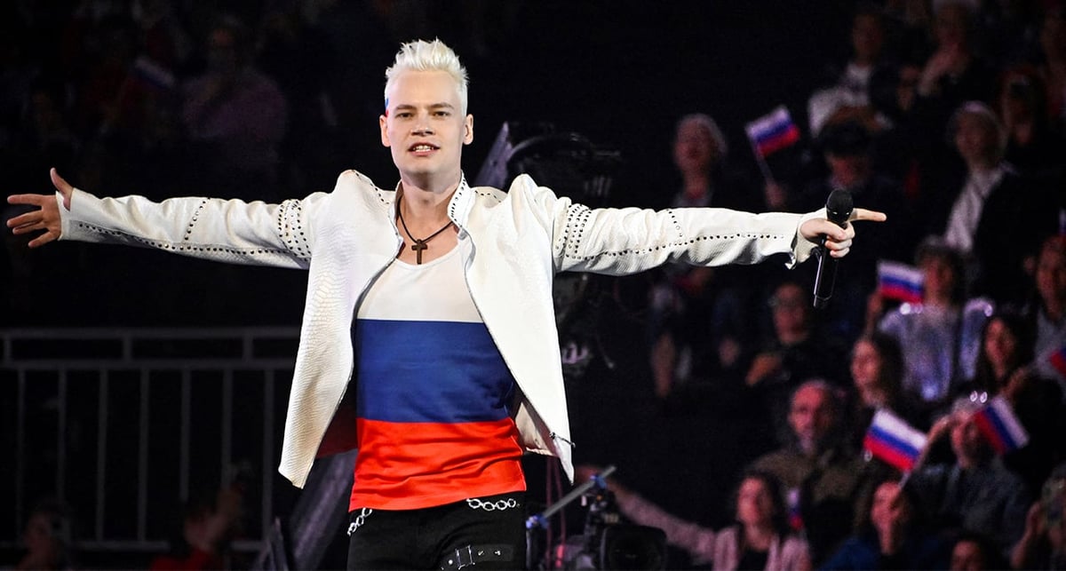 Shaman, idole pop proprusse, en concert lors d'un concert patriotique sur la place Rouge, à Moscou.