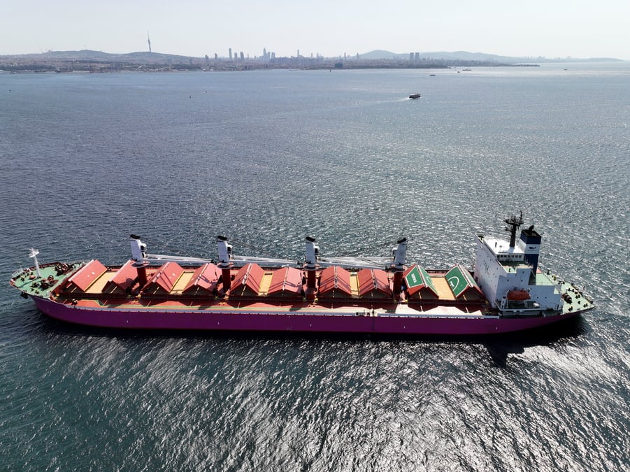 Le tk majestic transporte des cereales dans le cadre de l'initiative des nations unies pour les cereales de la mer noire