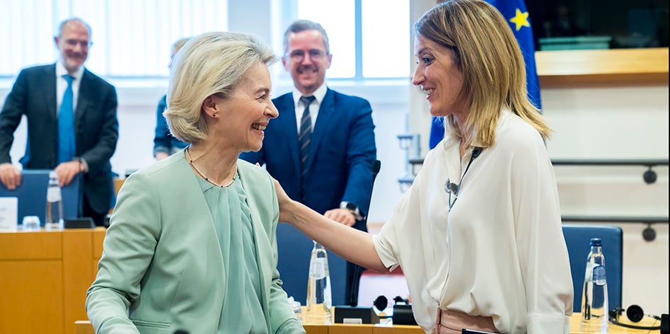 Ursula Von der Leyen, Présidente de la Commission européenne et Roberta Metsola, Présidente du Parlement européen