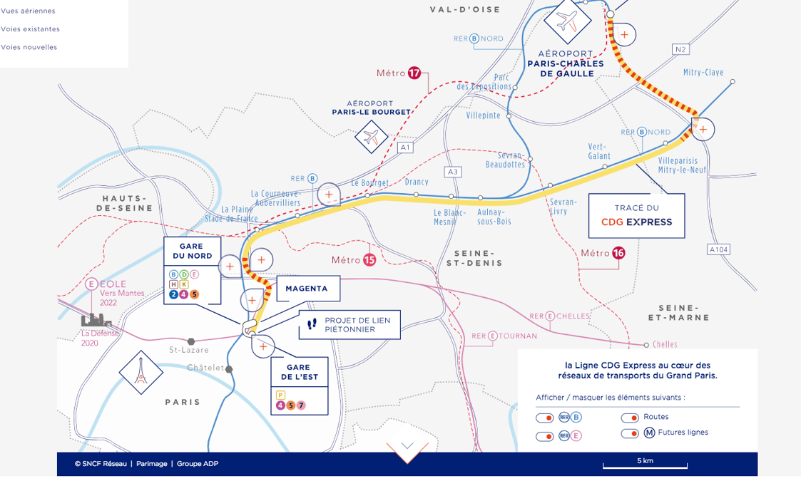 CDG Express, tracé, plan, future ligne, Paris-aéroport de Roissy-Charles-de-Gaulle, transports en commun, RER B,
