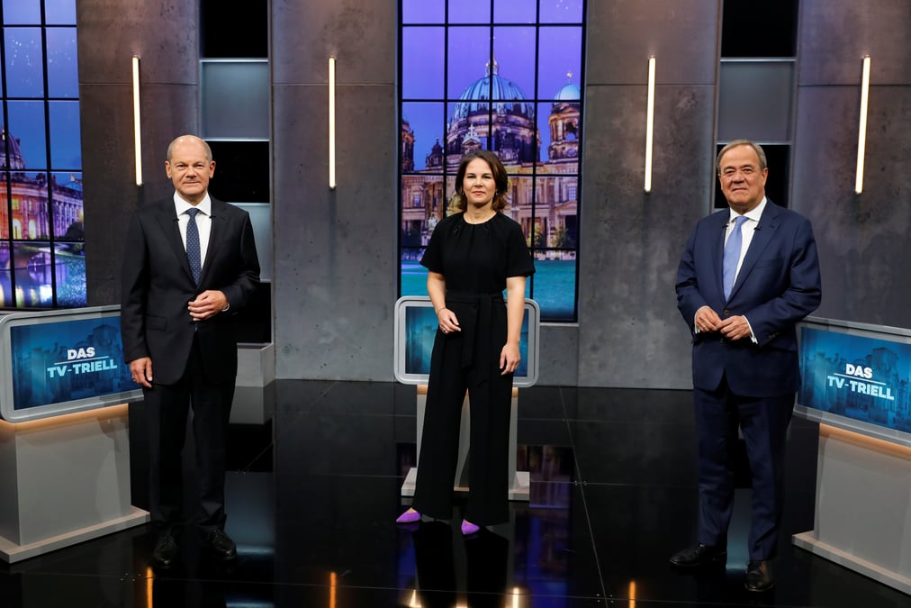 Allemagne: scholz en vue face a laschet lors du dernier debat electoral