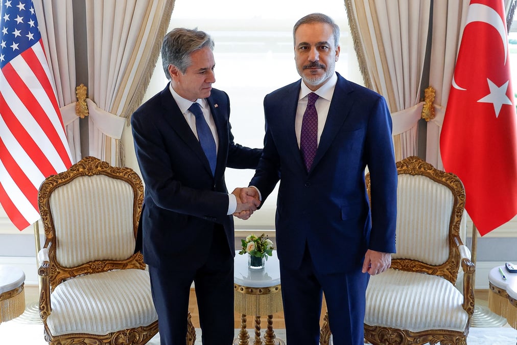Le secretaire d'etat americain blinken en visite en turquie