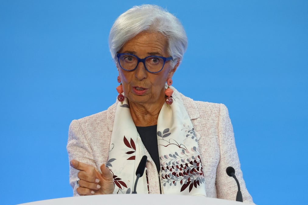 Christine lagarde, presidente de la banque centrale europeenne (bce), au siege de la bce a francfort