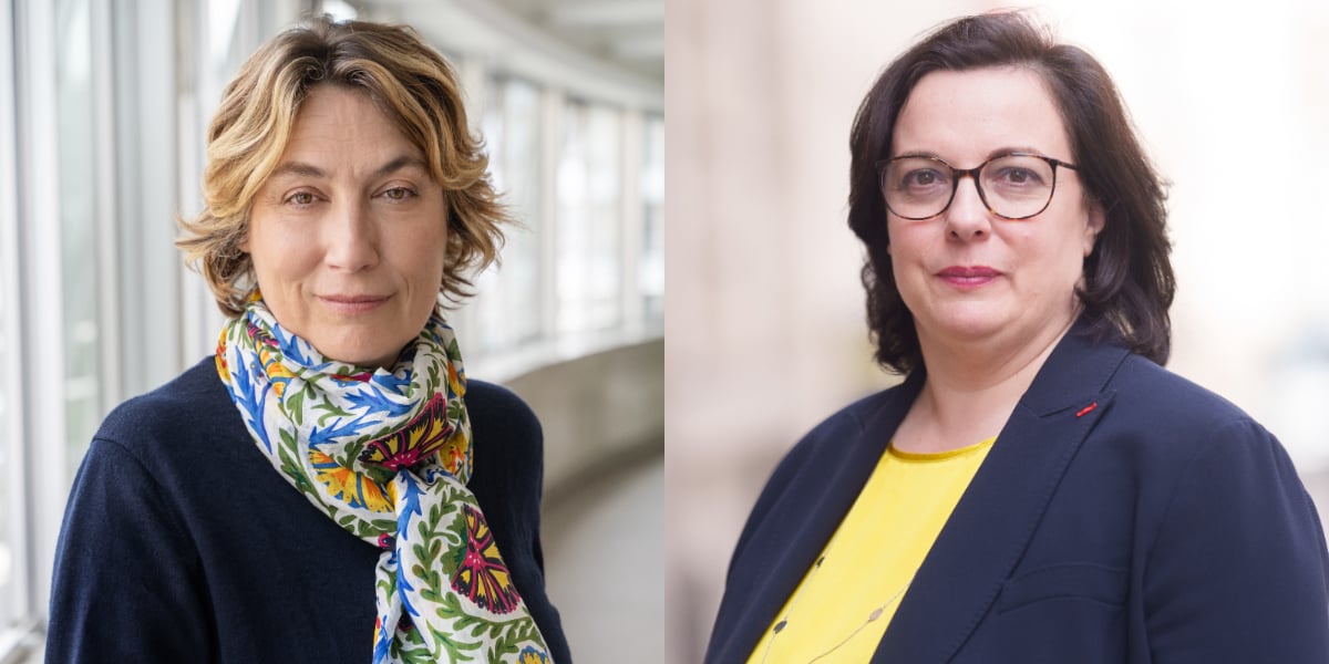 De gauche à droite : Valérie Fournier, présidente de la Fédération des entreprises sociales pour l'habitat, et Emmanuelle Cosse, présidente-candidate de l'Union sociale pour l'habitat (USH).