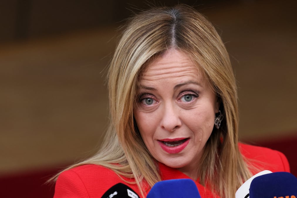 La premiere ministre italienne giorgia meloni lors d'un sommet des dirigeants europeens, a bruxelles
