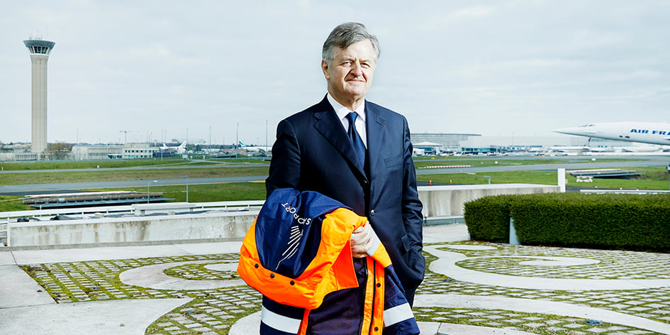 Au siège du Groupe ADP, à Roissy-Charles-de-Gaulle, le 3 avril 2023.