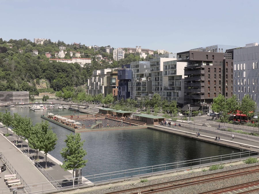 Photo non contractuelle, future lieu de baignade autorisée et sécurisée dans la Métropole de Lyon, à Confluence (Darse), qui ouvrira au public en 2027.
