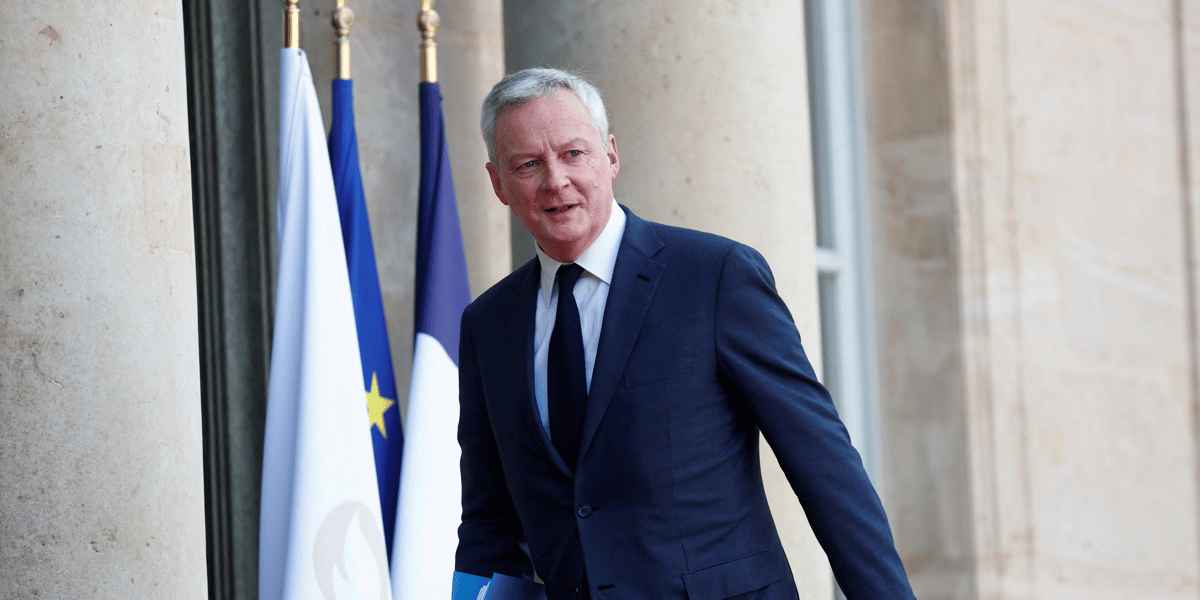 Le ministre de l'economie et des finances bruno le maire au palais de l'elysee a paris