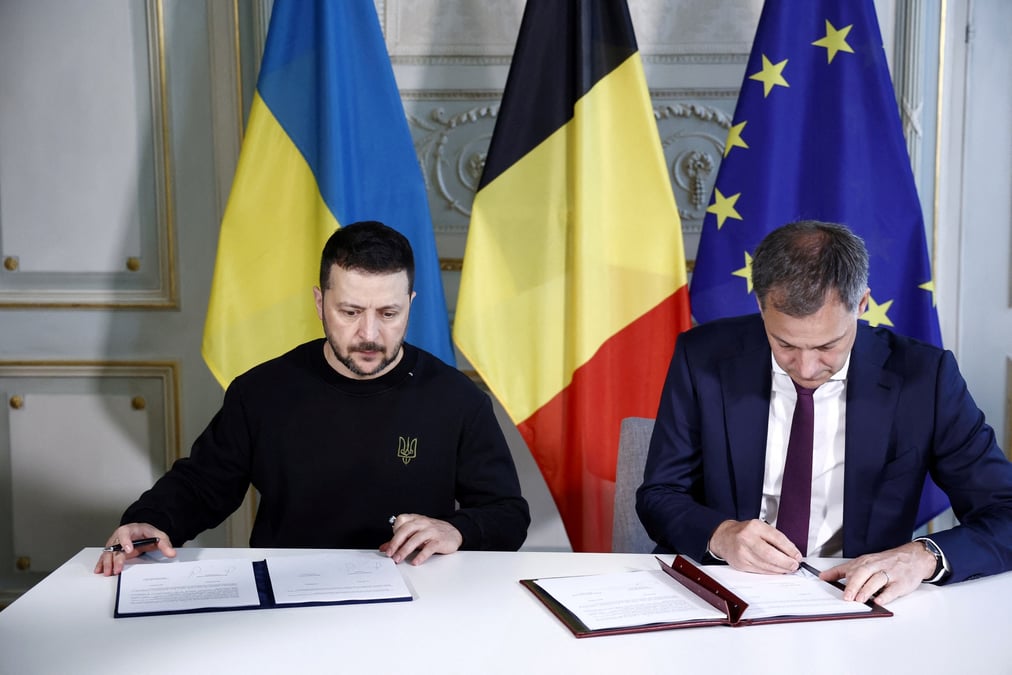 Le president ukrainien volodymyr zelenskiy en visite en belgique