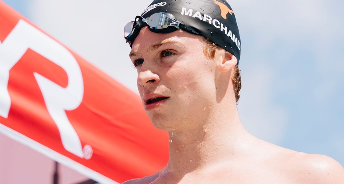 Léon Marchand lors du 200 mètres au TYR Pro Swim Series.