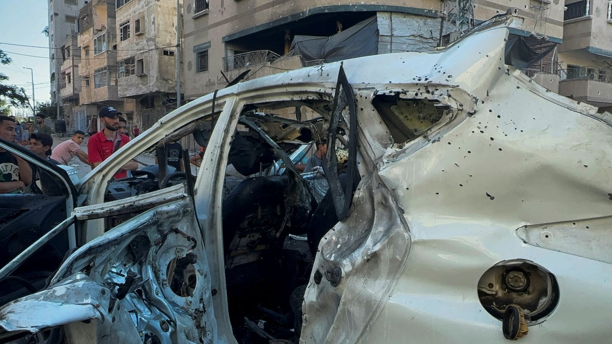 Vehicule, attribue par la chaine de tv d'al jazeera, a ses deux journalistes tues lors d'une frappe israelienne, a gaza