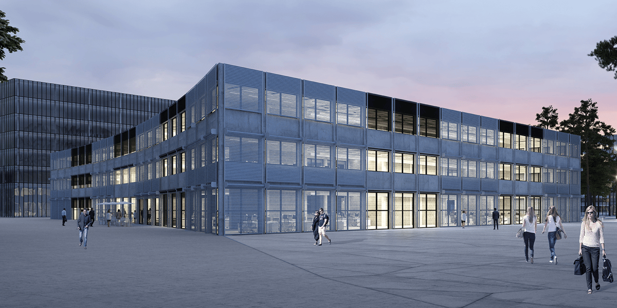 Visuel d'architecte de la future Halle de l'Innovation, dans le quartier Cambacérès