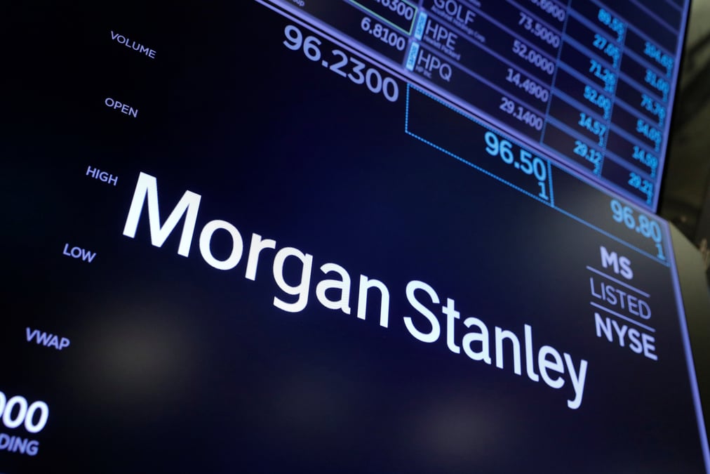 Photo du logo de morgan stanley a la bourse de new york (nyse)
