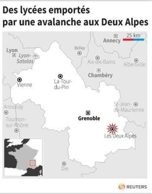Des lyceens emportes par une avalanche aux deux-alpes