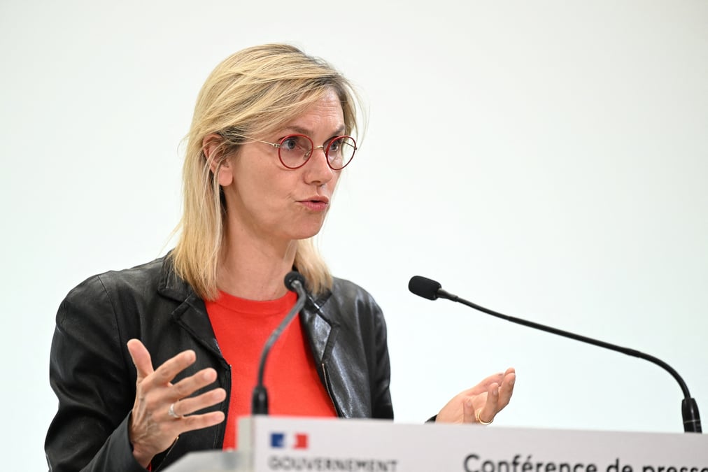 La ministre francaise de la transition energetique agnes pannier-runacher lors d'une conference de presse sur la situation energetique