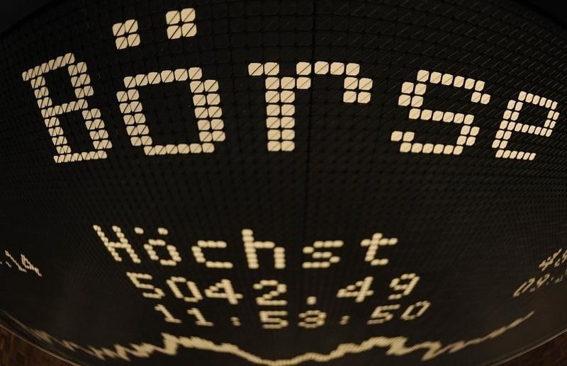 The german share price index dax board is seen after the index reached more than 5,000 points at the german stock exchange in frankfurt