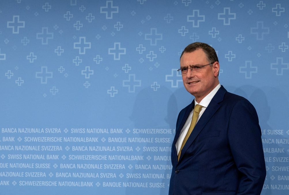 Le president de la banque nationale suisse (bns), thomas jordan, assiste a une conference de presse a berne