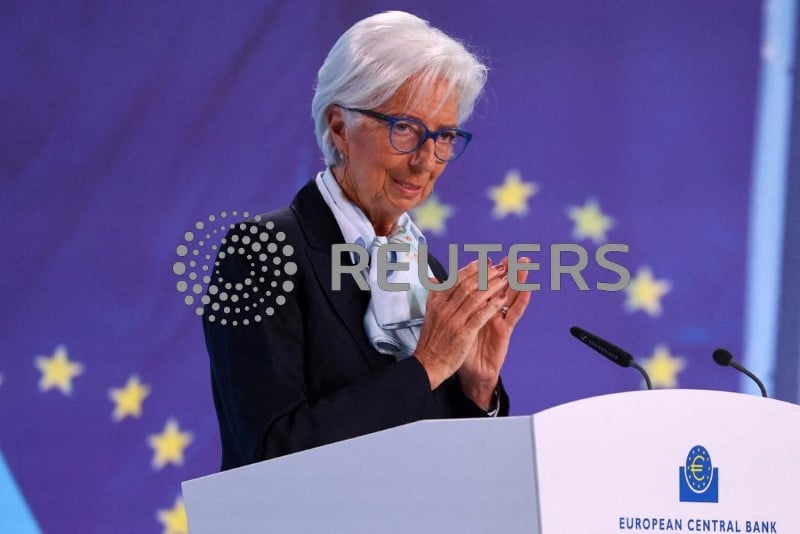 Lagarde, presidente de la bce, s'exprime a l'issue de la reunion de politique monetaire du conseil des gouverneurs, a francfort