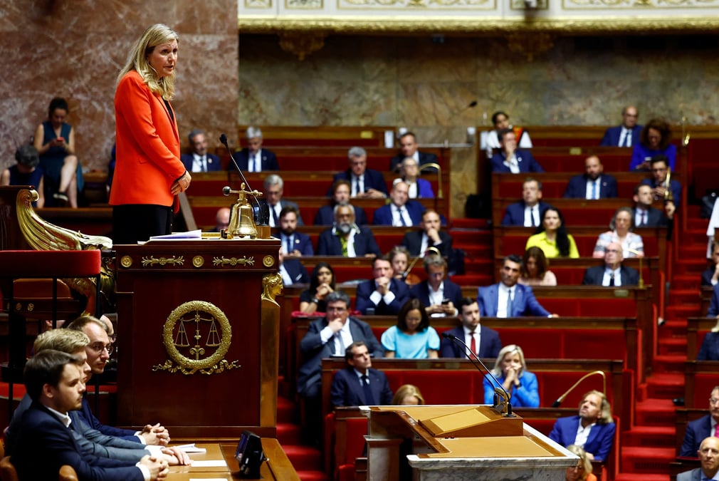 Yael braun-pivet, lors de son discours apres avoir ete elue presidente de l'assemblee nationale